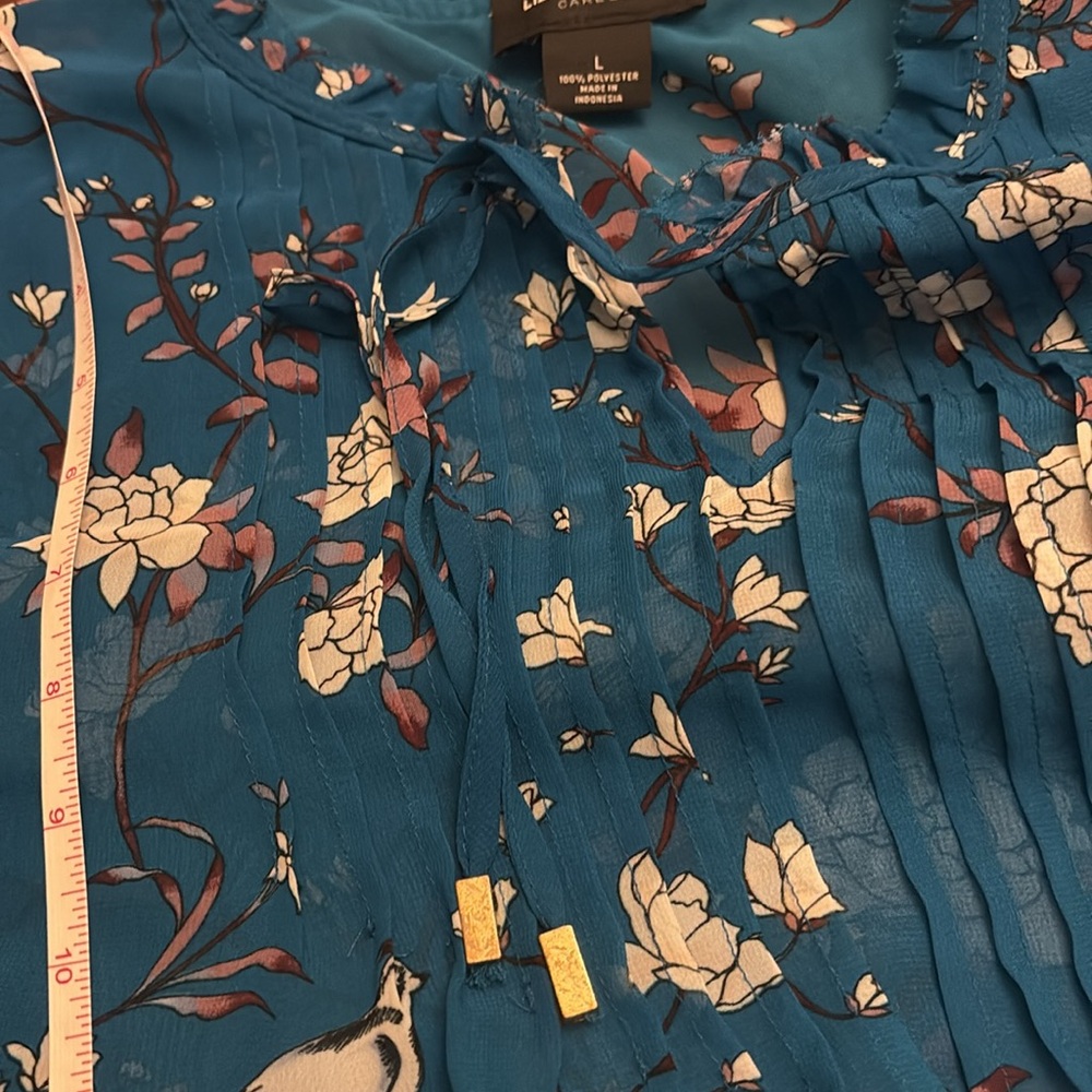 Liz Claiborne Blue and White Blouse Elegant Top - Picture 4 of 4